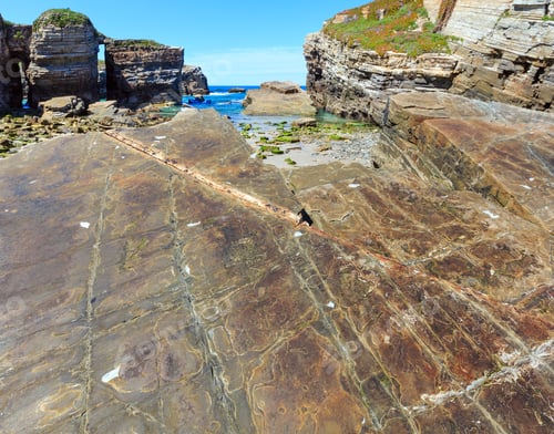 Preview: Summer Atlantic Coast Landscape With Beach And Rock Formations (Praia Das Illas, Spain).