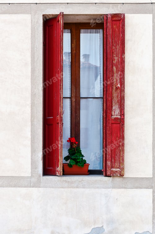 Preview: Window On The Facade Of The Restored Italian Home
