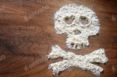 Preview: Drug Powder Cocaine In The Silhouette Of The Skull