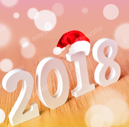 Preview: 2018 Happy New Year Background With Light Blurred Background