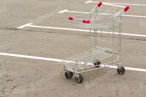Preview: Shopping Trolley In The Super Market In The Parking Lot