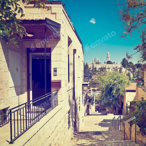 Preview: Area Of The Old Restored Jerusalem On A Sunny Day, Instagram Effect