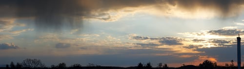 Preview: Overcast Evening Sky With Rain Clouds Panorama View. Seven Shots Composite Picture.