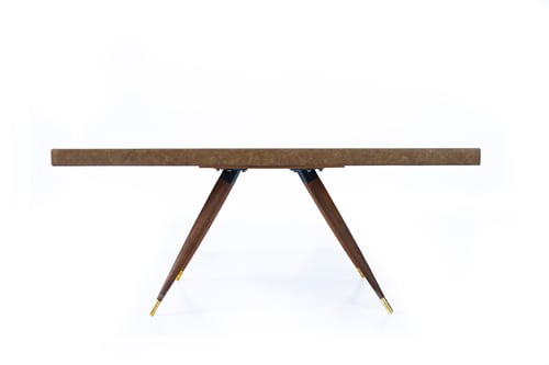 Preview: Luxurious Chestnut Table With A Epoxy Resin On A White Background, Side View