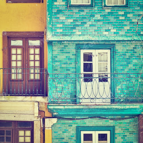 Preview: Windows Decorated With Portuguese Ceramic Tiles, Vintage Style Toned Picture