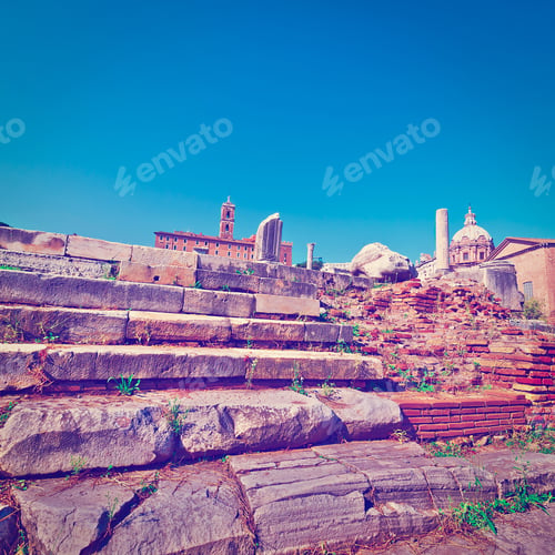 Preview: View Of The Antique Ruins Of Rome, Retro Effect