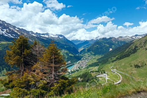Preview: Summer Alps Mountain View From Pass Passo Del San Gottardo (Switzerland)