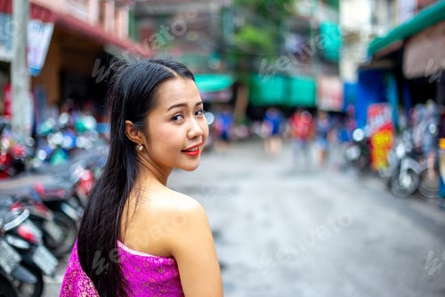 Preview: The Photo Of Retty Thai Women In The Northern Thailand Traditional Dress With Colourful Robe (The