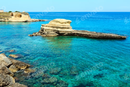 Preview: Beach And Lighthouse Torre Sant'Andrea And Islet Scoglio The Tafaluro, Otranto Region, Salento