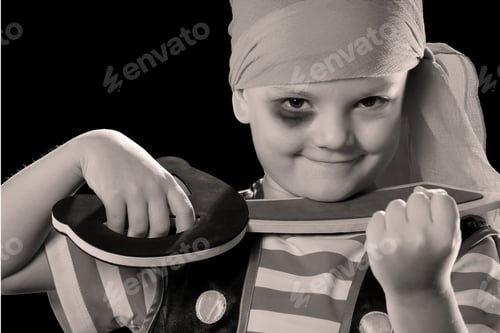 Preview: Portrait Of A Little Pirate With A Sword