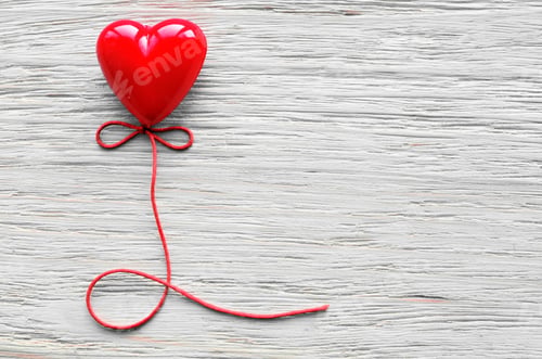 Preview: Red Heart On Wooden Background, Valentines Day