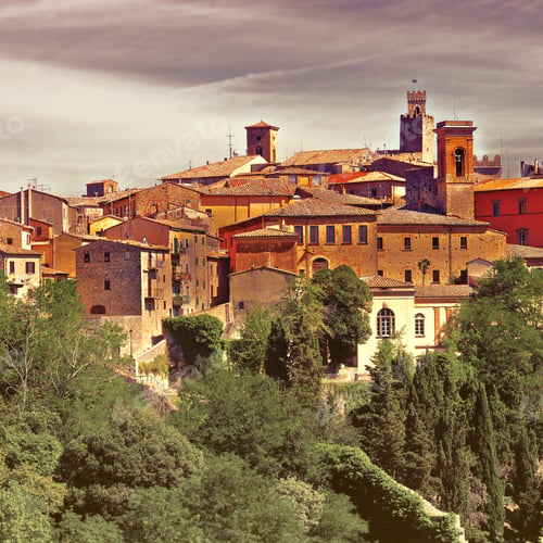 Preview: View Of The Medieval City In Tuscany, Italy, Vintage Style Toned Picture