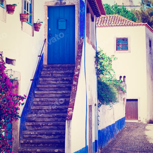 Preview: Porch In The Medieval Portuguese City Of Obidos, Instagram Effect