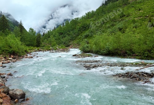 Preview: Alps Beautiful Mountain River Summer View (Austria).