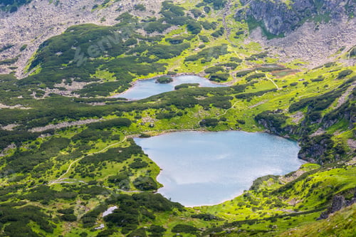 Preview: Tatra Mountain, Poland, View To Group Of Glacial Lakes From Kasprowy Wierch Range.