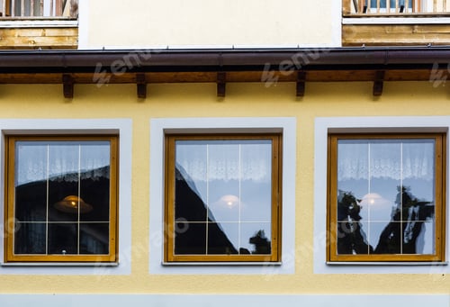 Preview: Typical Window Of A House In A Small Town In Austria. Home In The Austrian City Of St Wolfgang In A