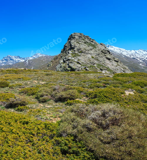 Preview: Summer Mountain Landscape With Snow On Ridge (Sierra Nevada National Park, Near Granada, Spain).
