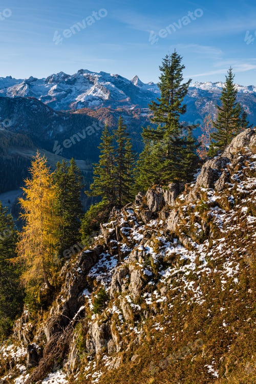 Preview: Autumn Alps Mountain Misty Morning View From Jenner Viewing Platform, Schonau Am Konigssee