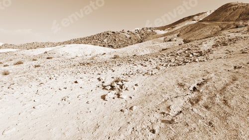 Preview: Rocky Hills Of The Negev Desert In Israel, Vintage Style Sepia