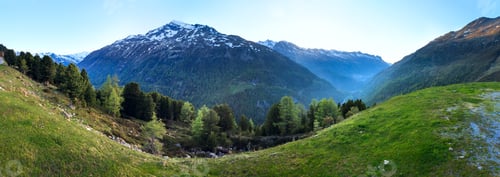 Preview: Evening Summer Mountain Landscape. View From Timmelsjoch - High Alpine Road On Italian - Austria