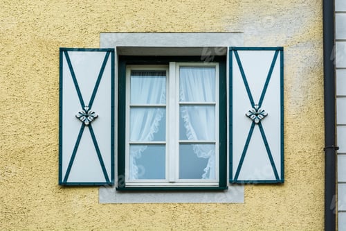 Preview: Typical Window Of A House In A Small Town In Austria. Home In The Austrian City Of St Wolfgang In A