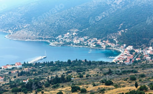 Preview: Morning Misty Summer Coast Landscape. Outskirts Agia (Aghia) Efimia Village ( Kefalonia, Greece).