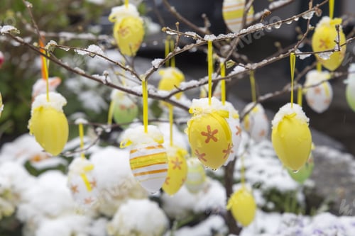 Preview: A Lot Of Colorful Painted Easter Eggs Brienz In Junfrau Region Berner Oberland Switzerland