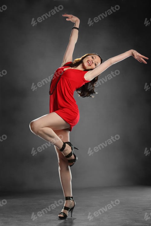 Preview: Portrait Of A Beautiful Girl In The Active Dance