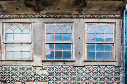 Preview: Traditional Portuguese Facade Sometimes Decorated With Ceramic Tiles Of Azulejo In The Historical