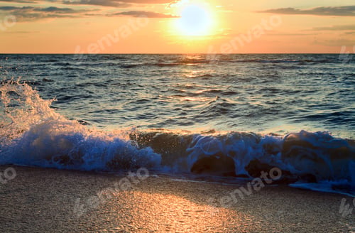 Preview: Sea Sunset Surf Great Wave Break On Coastline