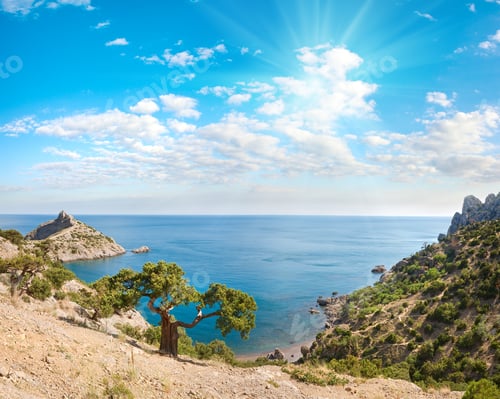 Preview: Coastline Of "Novyj Svit" Reserve (Crimea, Ukraine, "Capchik Cape" ). Four Shots Stitch Image.