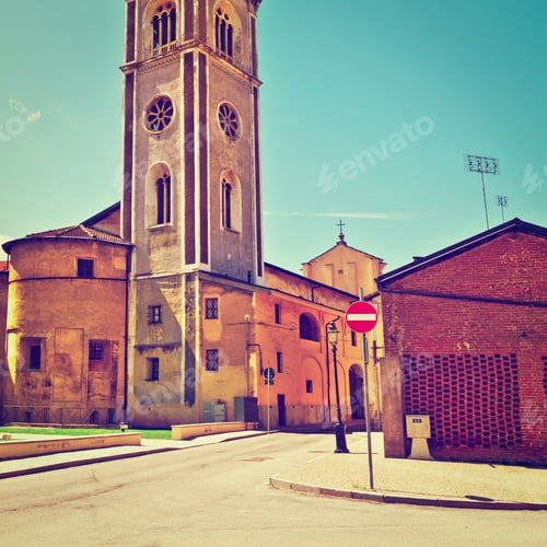 Preview: Medieval Church In The Small Town In Piedmont, Italy, Instagram Effect
