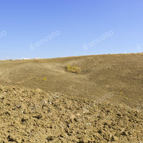 Preview: Harvested Plowed Fields On The Hills In Sicily
