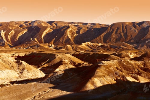 Preview: Rocky Hills Of The Negev Desert In Israel, Vintage Style Toned Picture