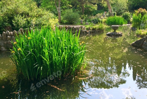 Preview: Small Summer Pond With Reflections On Water Surface