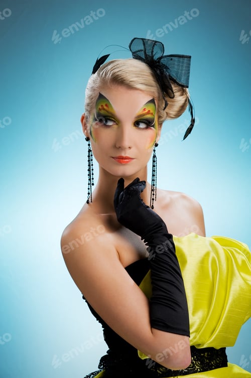 Preview: Young Beauty With Butterfly Face-Art