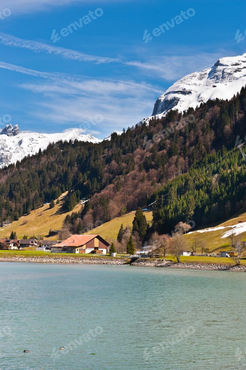 Preview: Lake On The Background Of Snow-Capped Alps, Switzerland