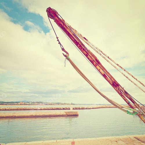 Preview: Rusty Mechanism For Launching Boats Into The Water In A Harbor On The Atlantic Coast Of Portugal