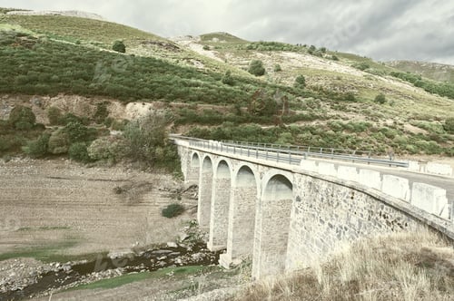 Preview: Bridge On The Bottom Of Canyon In The Cantabrian Mountains, Vintage Style Toned Picture