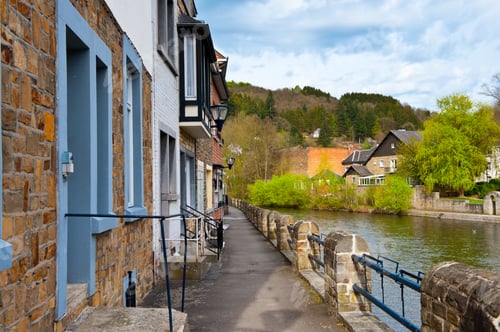 Preview: Embankment Of The River Ourthe In The Belgian City Of La Roche