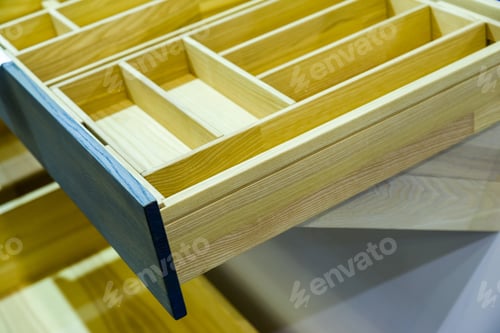 Preview: Drawer Cabinets With Wooden Sections In The Middle
