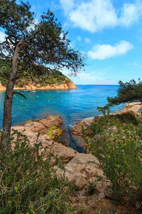 Preview: Tamariu Bay Summer Coast View With Boats, Costa Brava In Catalonia, Spain.