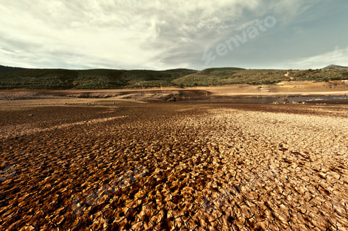 Preview: River In The Dry Valley Of Cantabrian Mountain, Spain, Vintage Style Toned Picture