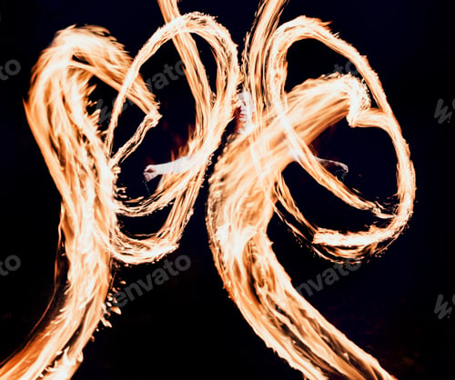 Preview: Fire Show. Fire Performance At The Night. Background