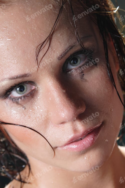Preview: Portrait Of A Young Girl With Hat In The Rain