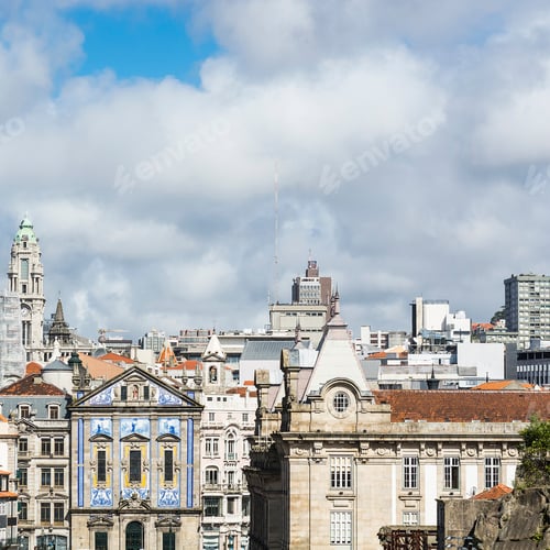 Preview: View Of The Historical Centre Of The City Of Porto With Traditional Portuguese Facades Decorated