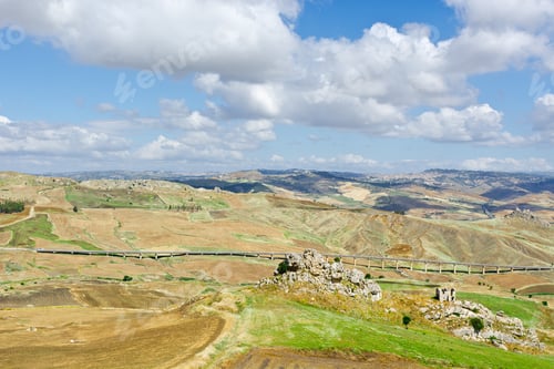 Preview: Landscape Of Sicily With Highway Bridge