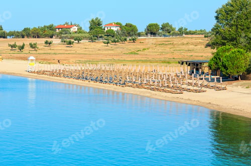 Preview: Morning Sandy Kastri Beach. Summer Top View (Nikiti, Sithonia, Halkidiki, Greece).