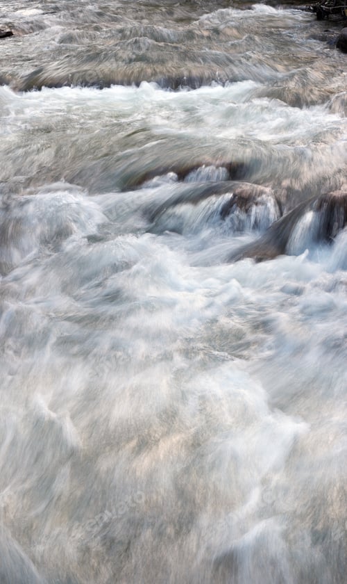 Preview: Mountain River With Rapid Current (Background). Three Shots Composite Picture.