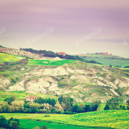 Preview: Green Fields In Italy At Sunset, Instagram Effect